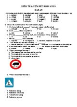 Đề kiểm tra giữa học kỳ II môn Tiếng Anh Lớp 9 (Có đáp án)